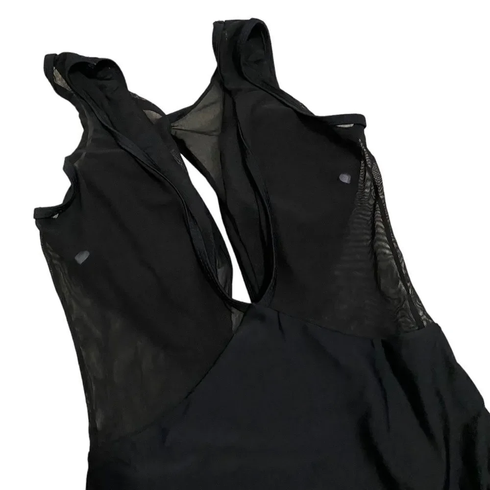 Pacsun One Piece Black Sheer Deep Neckline Bathingsuit